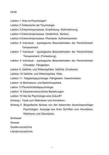Deutsch für Psychologen