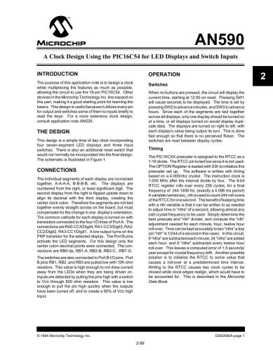 Microchip Technology Inc. A Clock Design Using the PIC16C54 for LED Displays and Switch Inputs