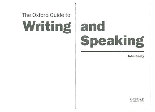 The Oxford Guide to Writing and Speaking
