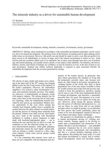 Mineral exploration and sustainable development