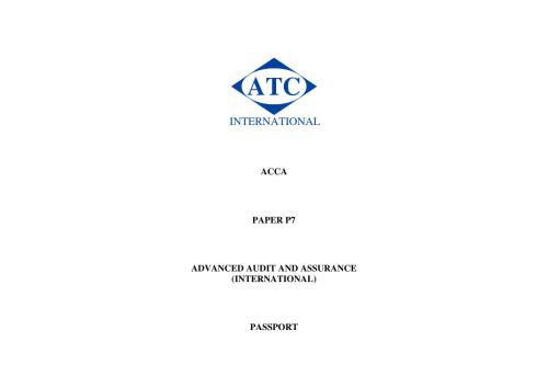 ACCA - P7 Advanced Audit And Assurance (INT) - Passport ATC - 2009