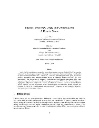 Physics, Topology, Logic and Computation - A Rosetta Stone