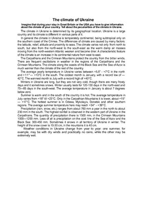 The climate of Ukraine