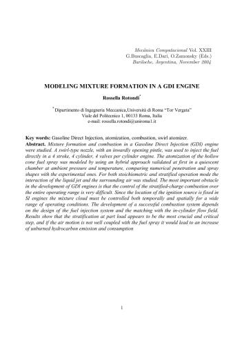 Modeling Mixture Formation in a GDI Engine