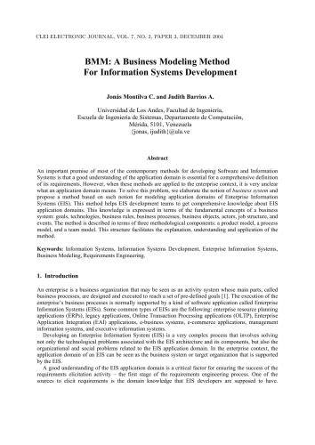 BMM: a business modelling method for information systems development