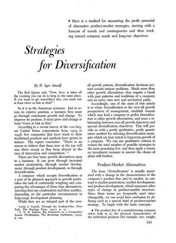 Strategies for diversification