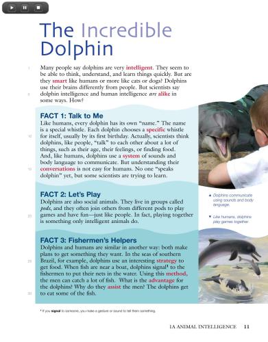 Reading Explorer 1 Student's Book reading material with embedded audio