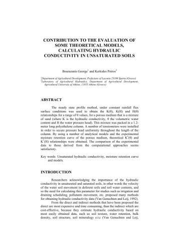 Сontribution to the evaluation of some theoretical models, calculating hydraulic conductivity in unsaturated soils