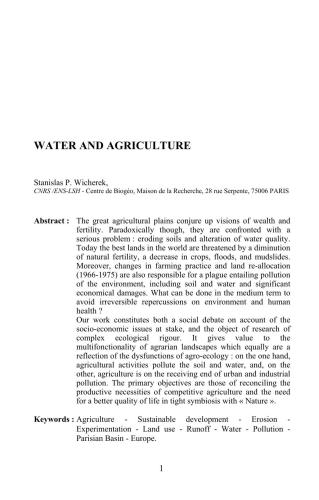 Water and Agriculture