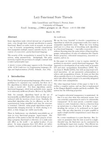 Lazy Functional State Threads