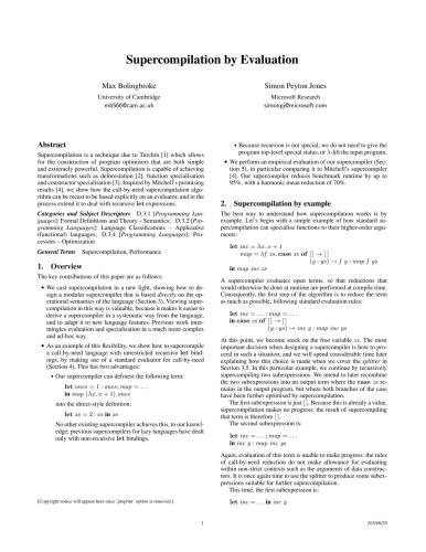 Supercompilation by Evaluation