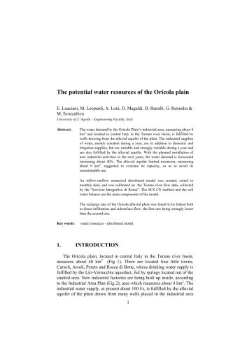 The potential water resources of the Oricola plain