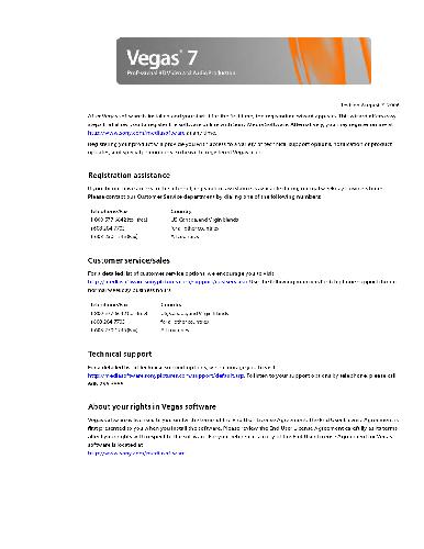 Sony Vegas 7.0 & Sony DVD Architect 4.0 Manuals