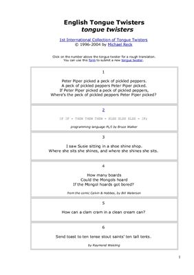 English Tongue Twisters
