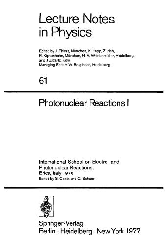 Photonuclear Reactions I