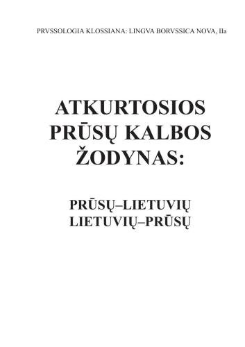 Lietuvių - prūsų, prūsų-lietuvių kalbų žodynas(Sembos tarmė)