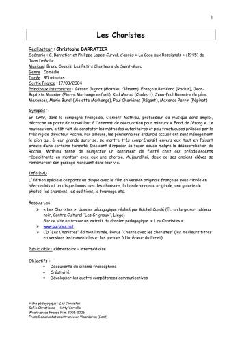 Dossiers pédagogique d'après le film Les Choristes