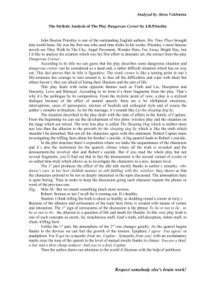 The stylistic analysis of the play Dangerous Corner by J.B.Priestley