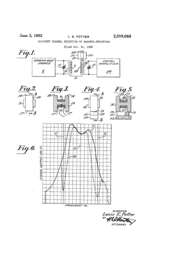 Adjacent channel rejection by magneto-striction (US Patent 2599068)