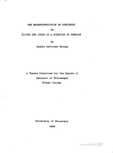 The Magnetostriction of Specimens of Nickel and Invar as a Function of Tension