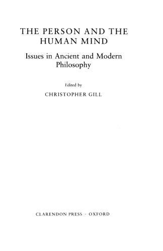 The Person and the Human Mind: Issues in Ancient and Modern Philosophy