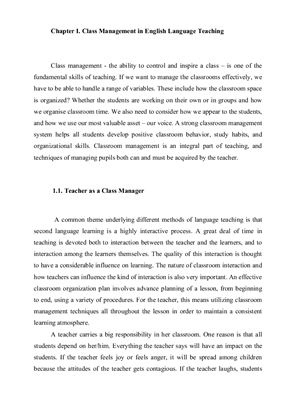 Class Management in English Language Teaching