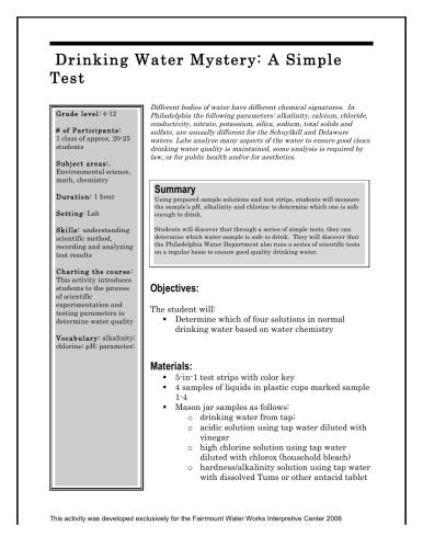 Drinking Water Mystery: A Simple Test