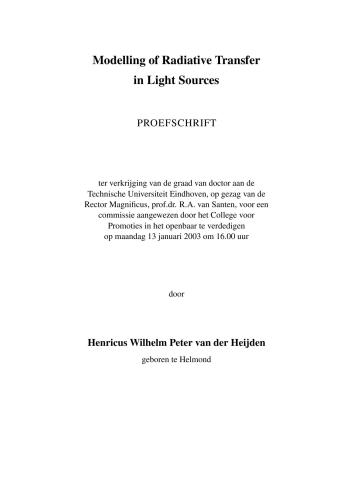 Modelling of Radiative Transfer in Light Sources