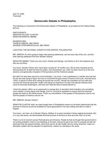 Democratic Debate in Philadelphia