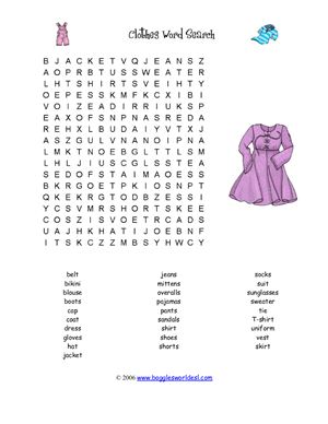 Wordsearch Clothes