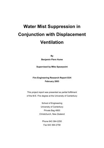 Water Mist Suppression in Conjunction with Displacement Ventilation