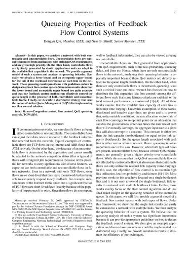 Queueing Properties of Feedback Flow Control Systems