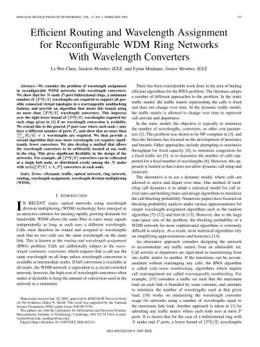 Efficient Routing and Wavelength Assignment for Reconfigurable WDM Ring Networks With Wavelength Converters