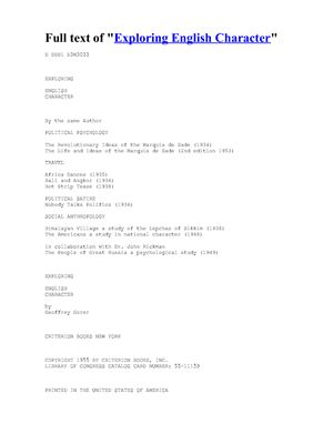 Exploring English Character