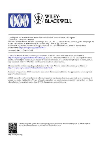 The (S)pace of international relation: simulation, surveillance and speed