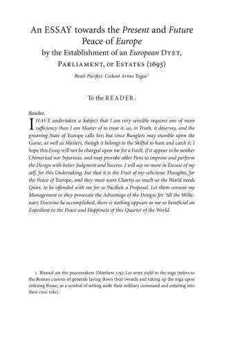 An ESSAY towards the Present and Future Peace of Europe