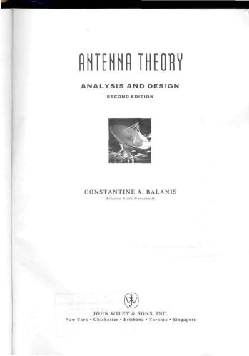 Antenna theory: analysis and design. Chapter 9-16