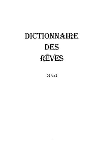 Dictionnaire des rêves de A à Z (Сонник от А до Z)