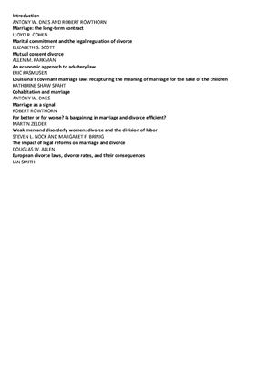 The Law and Economics of Marriage and Divorce