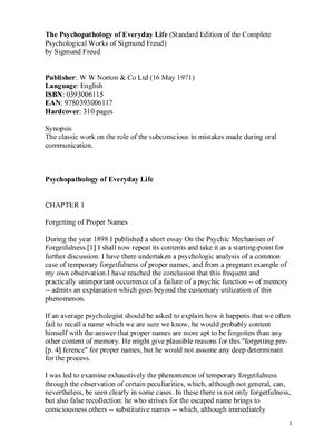 The Psychopathology of Everyday Life (Standard Edition of the Complete Psychological Works of Sigmund Freud) by Sigmund Freud