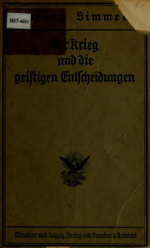 Der Krieg und die geistigen Entscheidungen