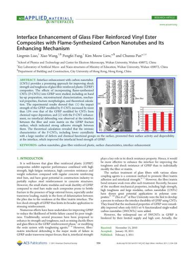Lingmin Liao, Xiao Wang, Pengfei Fang, Kim Meow Liew and Chunxu Pan - Interface Enhancement of Glass Fiber Reinforced Vinyl Ester Composites with Flame-Synthesized Carbon Nanotubes and Its Enhancing Mechanism