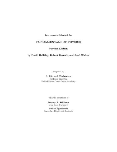 Instructor’s Manual for Fundamental of Physics
