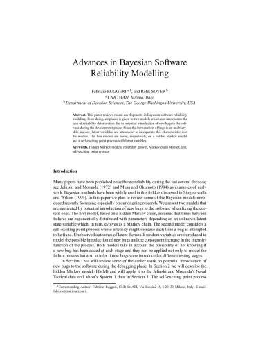 Advances in Bayesian Software Reliability Modelling