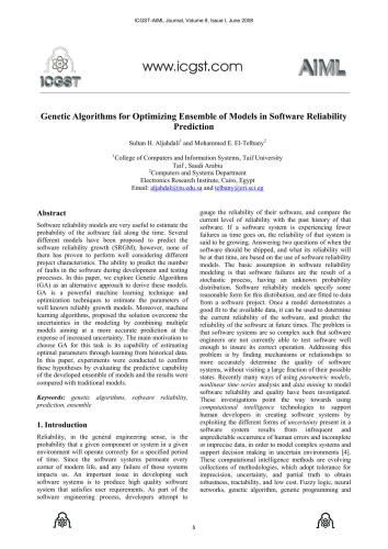 Genetic Algorithms for Optimizing Ensemble of Models in Software Reliability Prediction