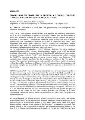 Modelling FSI Problems in FLUENT: A General Purpose Approach by Means of Udf Programming