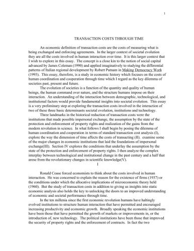 Transaction Costs Through Time