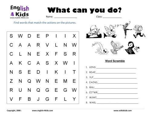 Action verbs (word puzzles)