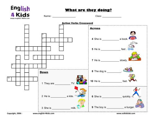 Action verbs crossword