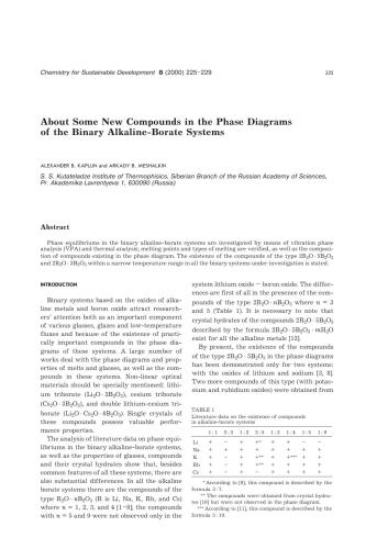 About Some New Compounds in the Phase Diagrams of the Binary Alkaline-Borate Systems